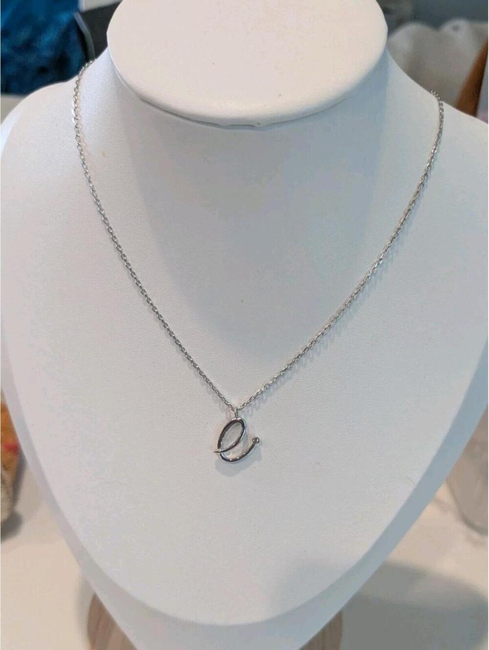 Initial Cursive  E Necklace Crafted in 925 Sterling Silver 18in Stamped